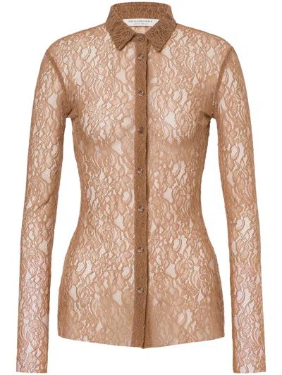 Philosophy Di Lorenzo Serafini Floral-lace Shirt In Brown