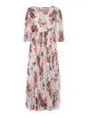 Philosophy Di Lorenzo Serafini Floral Pattern Midi Dress With Elegant Drape In Pink