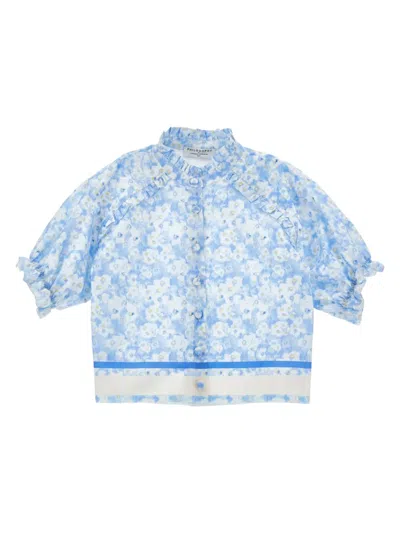 Philosophy Di Lorenzo Serafini Kids' Floral-print Blouse In Blue