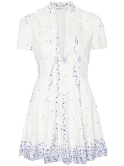 Philosophy Di Lorenzo Serafini Chic Poplin Mini Dress With Flared Skirt And Pockets In White