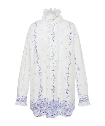 PHILOSOPHY DI LORENZO SERAFINI PHILOSOPHY DI LORENZO SERAFINI FLORAL-PRINTED RUFFLED SHIRT DRESS