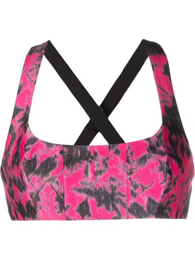 Philosophy Di Lorenzo Serafini Floral-print Cross-strap Bralette In Rosa