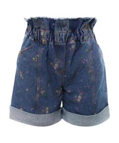 Philosophy Di Lorenzo Serafini Floral-print Denim Shorts In Blue