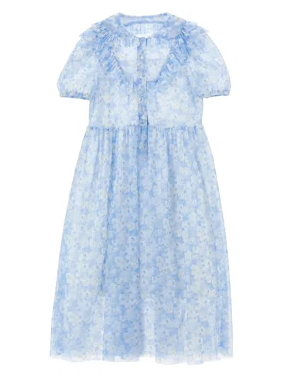 Philosophy Di Lorenzo Serafini Kids' Floral-print Dress In Blue