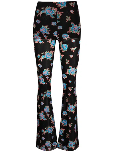 Philosophy Di Lorenzo Serafini Floral-print Flared Leggings In Black
