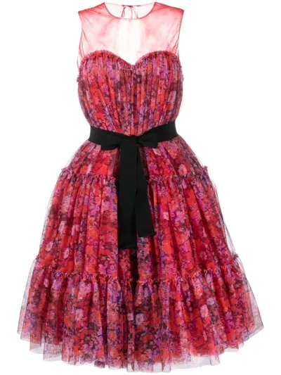 Philosophy Di Lorenzo Serafini Floral-print Flared Midi Dress In Rosso