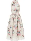 Philosophy Di Lorenzo Serafini Halter Neck Midi Dress With Floral Print In Neutrals