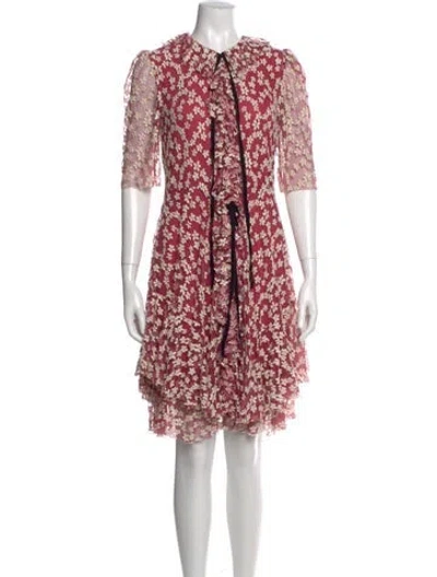 Pre-owned Philosophy Di Lorenzo Serafini Floral Print Knee-length Dress In Red