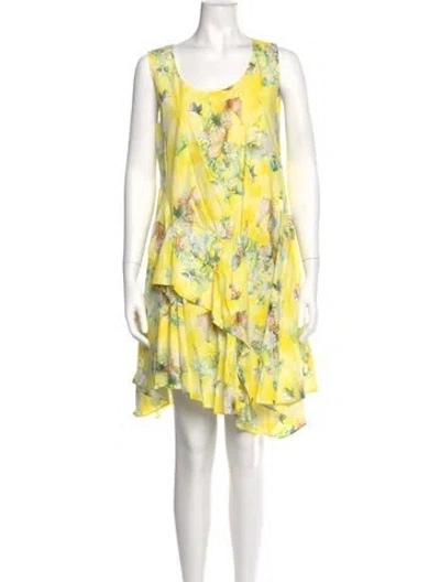 Pre-owned Philosophy Di Lorenzo Serafini Floral Print Knee-length Dress In Yellow