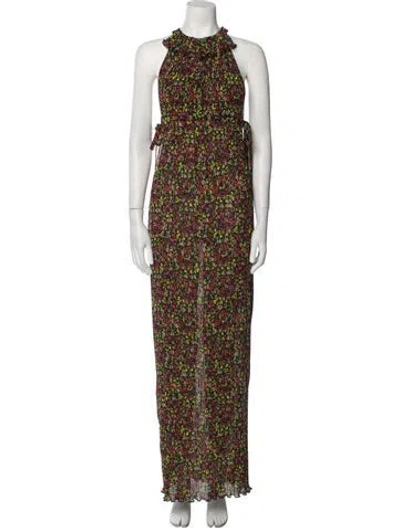 Pre-owned Philosophy Di Lorenzo Serafini Floral Print Long Dress In Black