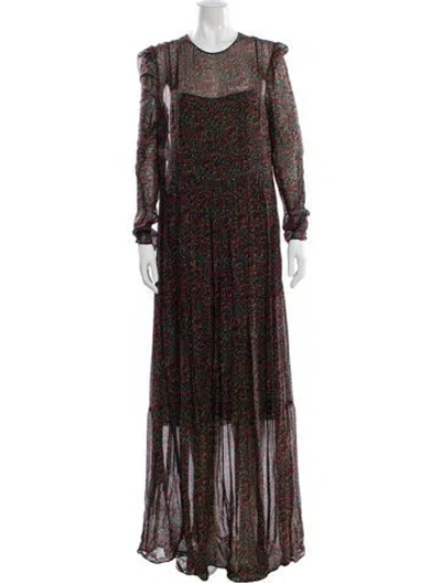 Pre-owned Philosophy Di Lorenzo Serafini Floral Print Long Dress In Black