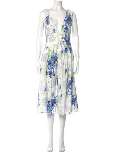 Pre-owned Philosophy Di Lorenzo Serafini Floral Print Long Dress W/ Tags In White