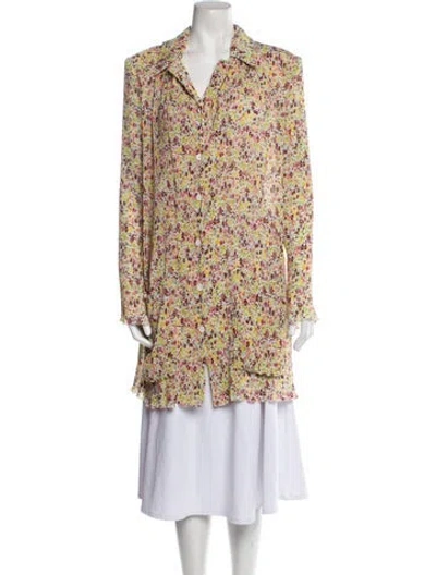 Pre-owned Philosophy Di Lorenzo Serafini Floral Print Long Sleeve Tunic In Yellow