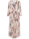 Philosophy Di Lorenzo Serafini Floral Pattern Midi Dress With Elegant Drape In Neutrals