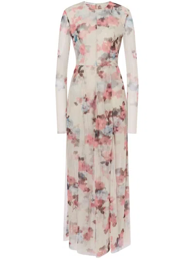 Philosophy Di Lorenzo Serafini Floral-print Maxi Dress In Neutrals
