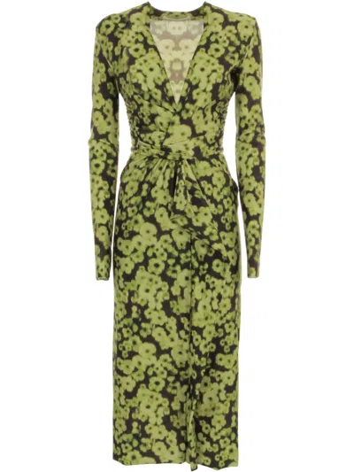 Philosophy Di Lorenzo Serafini Floral-print Midi Dress In Green