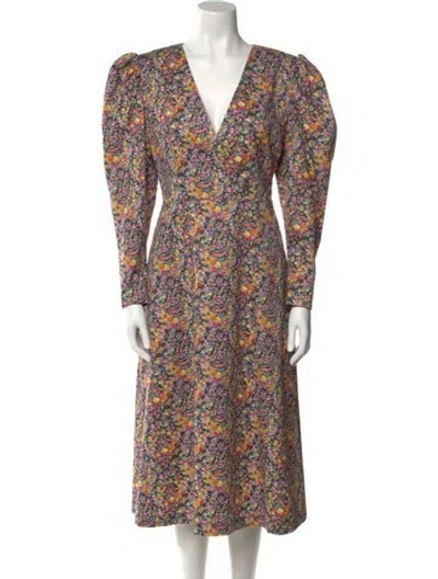 Pre-owned Philosophy Di Lorenzo Serafini Floral Print Midi Length Dress In Black