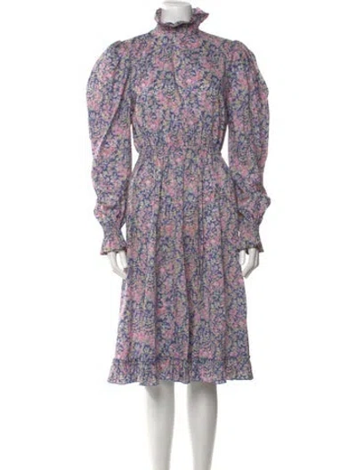 Pre-owned Philosophy Di Lorenzo Serafini Floral Print Midi Length Dress In Purple