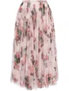 Philosophy Di Lorenzo Serafini Skirt Longuette In Tulle With Flower Print In Pink