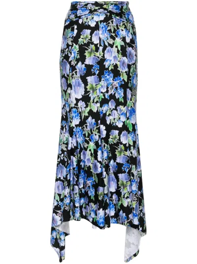 Philosophy Di Lorenzo Serafini Floral-print Midi Skirt In Blue