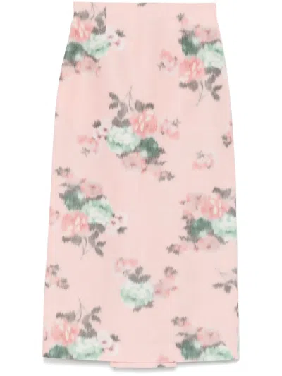 Philosophy Di Lorenzo Serafini Floral-print Pencil Skirt In Pink