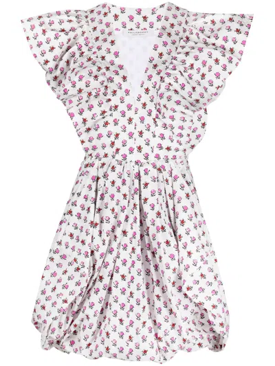 Philosophy Di Lorenzo Serafini Floral-print Puffball Short Dress In White