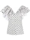 Philosophy Di Lorenzo Serafini Floral-print Ruffled Top In Weiss