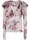 Philosophy Di Lorenzo Serafini Floral Print Top With Ruffled Detailing In Multi