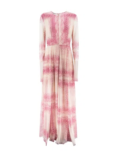 Philosophy Di Lorenzo Serafini Floral-print Tulle Maxi Dress In Pink