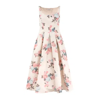 Philosophy Di Lorenzo Serafini Floral Taffeta Longuette Dress In White
