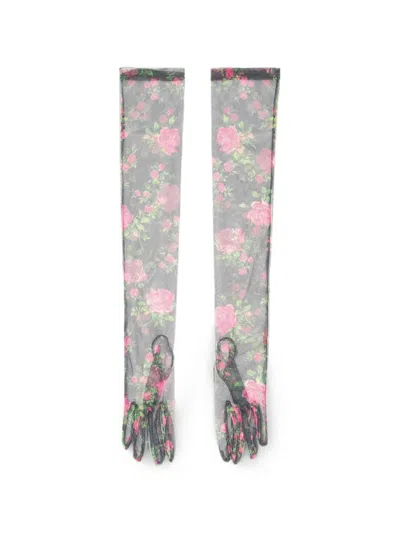 Philosophy Di Lorenzo Serafini Floral-print Long Gloves In Blue