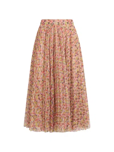 Philosophy Di Lorenzo Serafini Floral-print Pleated Midi Skirt In Multi