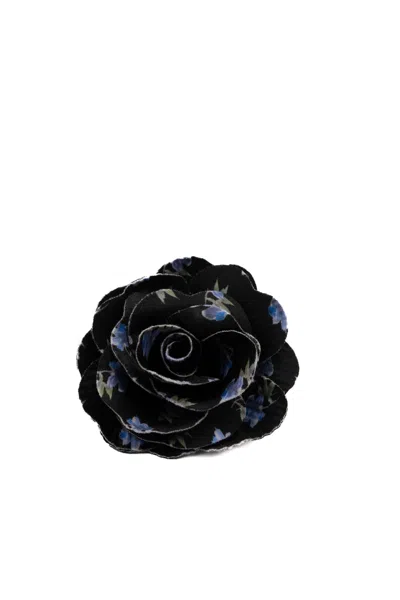 Philosophy Di Lorenzo Serafini Flower Brooch In Black Blue Fabric In Nero/blu