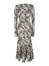Philosophy Di Lorenzo Serafini Multicolor Crewneck Long Dress With All-over Floral Print In Brown
