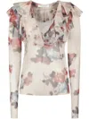Philosophy Di Lorenzo Serafini Floral Print Top With Ruffled Detailing In Multi