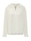 Philosophy Di Lorenzo Serafini Pleated Ruffle Collared Blouse In White