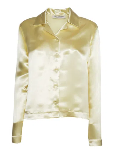 Philosophy Di Lorenzo Serafini Fluid Viscose Blouse With Satin Finish In Yellow