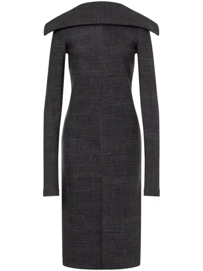 Philosophy Di Lorenzo Serafini Folded-neckline Midi Dress In Black