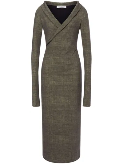 Philosophy Di Lorenzo Serafini Folded-neckline Midi Dress In Green
