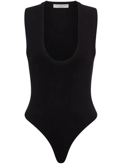 Philosophy Di Lorenzo Serafini Form-fitting Philosophy Bodysuit With Minimalist Design In Black