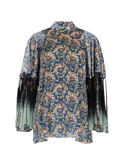 Philosophy Di Lorenzo Serafini Fringed Floral-print Blouse In Multi