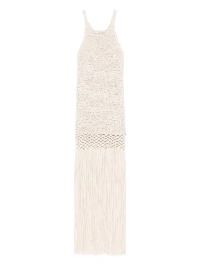 Philosophy Di Lorenzo Serafini Fringed Maxi Dress In Neutrals
