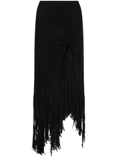 Philosophy Di Lorenzo Serafini Fringed Maxi Skirt In Black