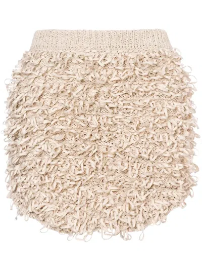 Philosophy Di Lorenzo Serafini Fringed Mini Skirt In Neutral