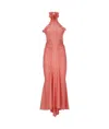 PHILOSOPHY DI LORENZO SERAFINI FUCHSIA LYCRA RUFFLE MIDI DRESS FOR WOMEN