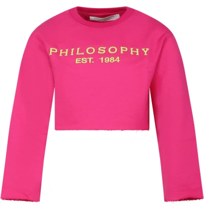 Philosophy Di Lorenzo Serafini Kids' Fuchsia T-shirt For Girl With Logo