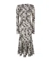 Philosophy Di Lorenzo Serafini Multicolor Crewneck Long Dress With All-over Floral Print In Lycra Woman In Gray