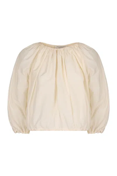 Philosophy Di Lorenzo Serafini Pleated Long-sleeved Blouse In Neutral