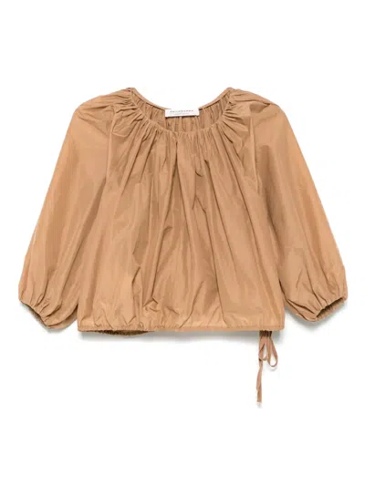 Philosophy Di Lorenzo Serafini Gathered-detail Blouse In Brown