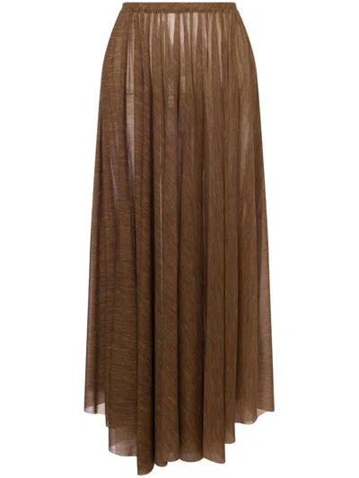 Philosophy Di Lorenzo Serafini Gathered-detail High-waisted Skirt In Brown